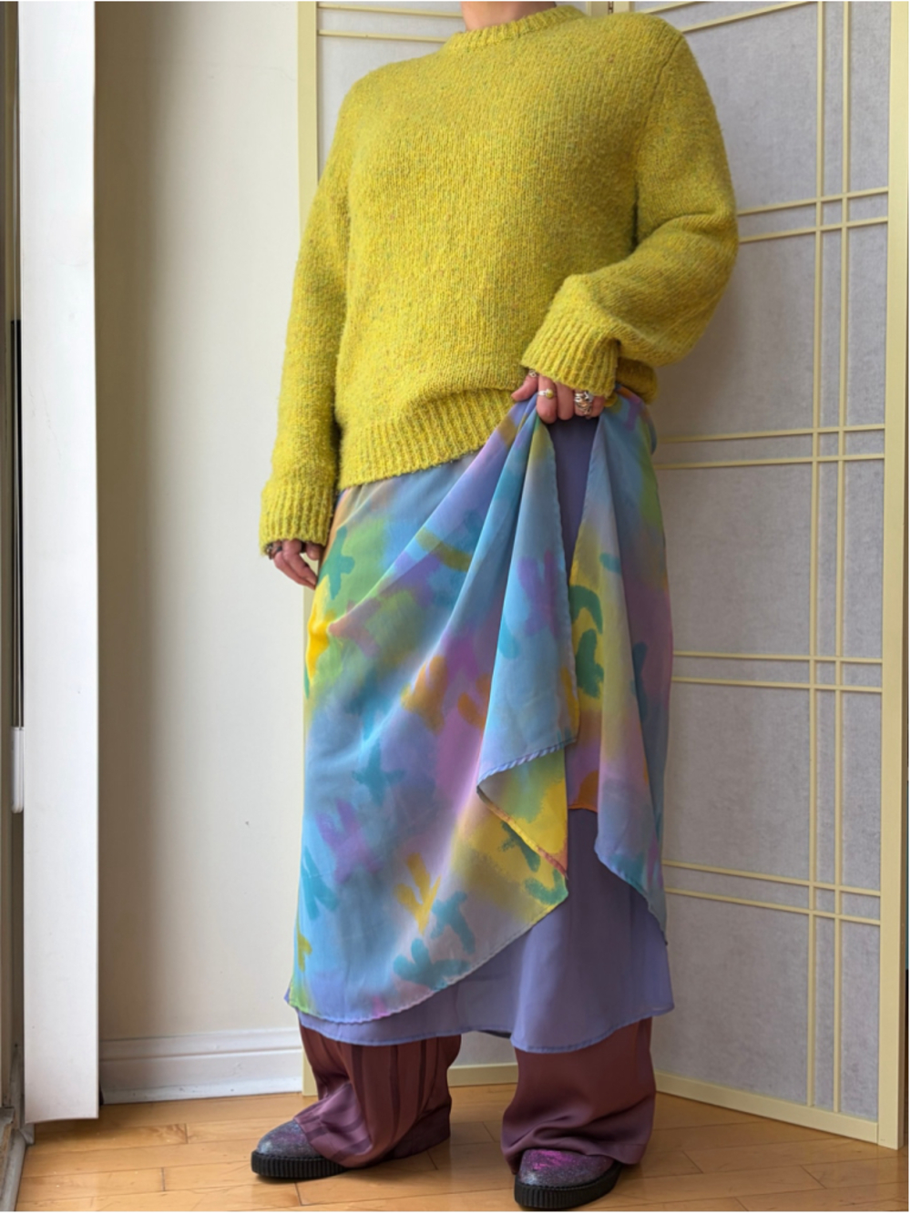 Vintage Pastel Maxi Sheer Sheath Tie Back Dress